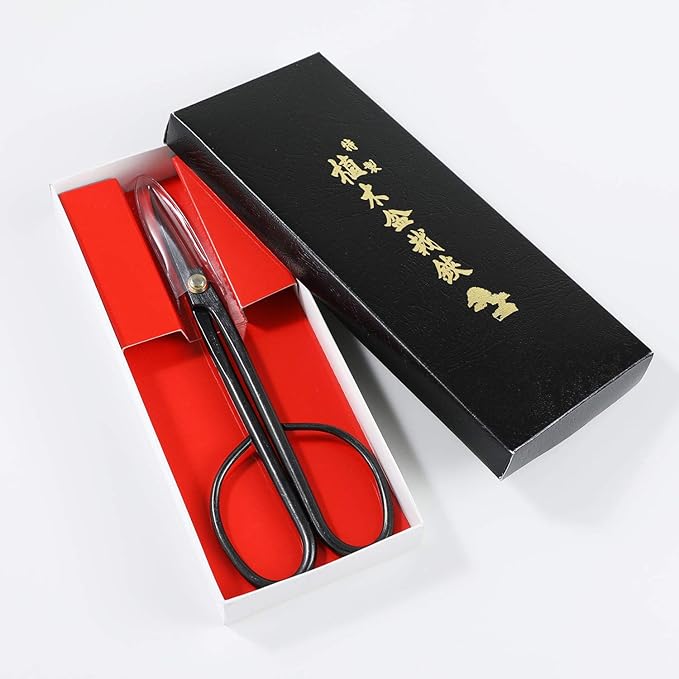 Wazakura Twig Bonsai Scissors Made in Japan 8-1/4inch(210mm), Japanese Bonsai Garden Tools, Hasami Pruning Shears - Long Handle Black