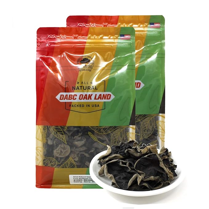DABC OAK LAND 2 Pound Premium Dried Woodear Mushroom, Dried Black Fungus Shredded All Natural Vegan and Gluten-Free Rich in Fiber & Iron, Perfect for Cuisine, Soups, Stir-Fries 黑木耳 32 Ounce