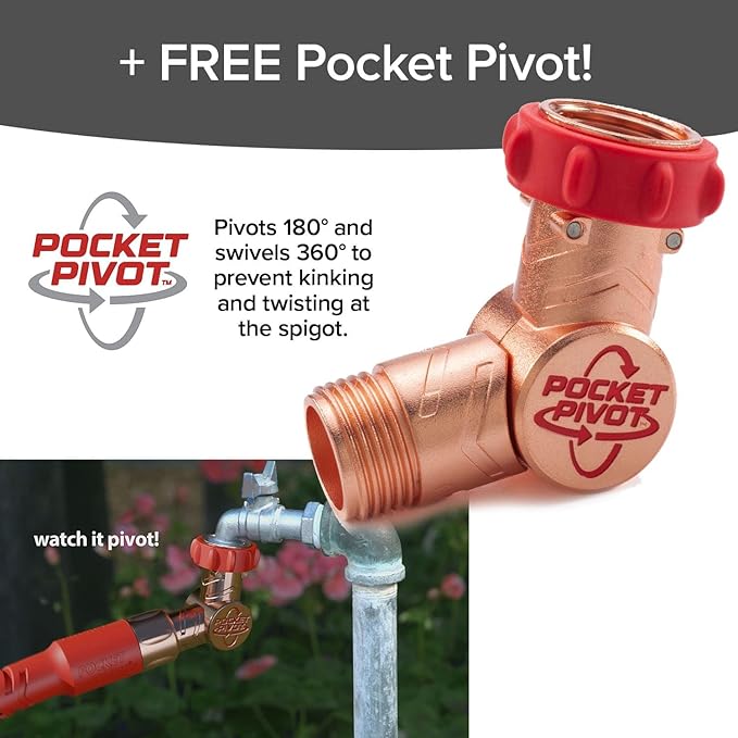 Pocket Hose Copper Head UV w/Pocket Pivot, Expandable Garden Hose 75 FT w/10 Pattern Thumb Sprayer, AS SEEN ON TV, 650psi 3/4in Ultra-Light Solid Copper Anodized Aluminum Fittings No-Kink No-Lead