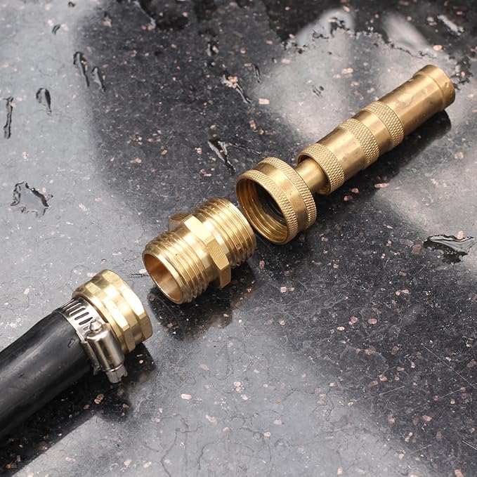 Garden Hose Connector Adapter,3/4" GHT Double male Connectors, Brass Repair Fittings with Dual for Male to Male Adapter (3 Pack)
