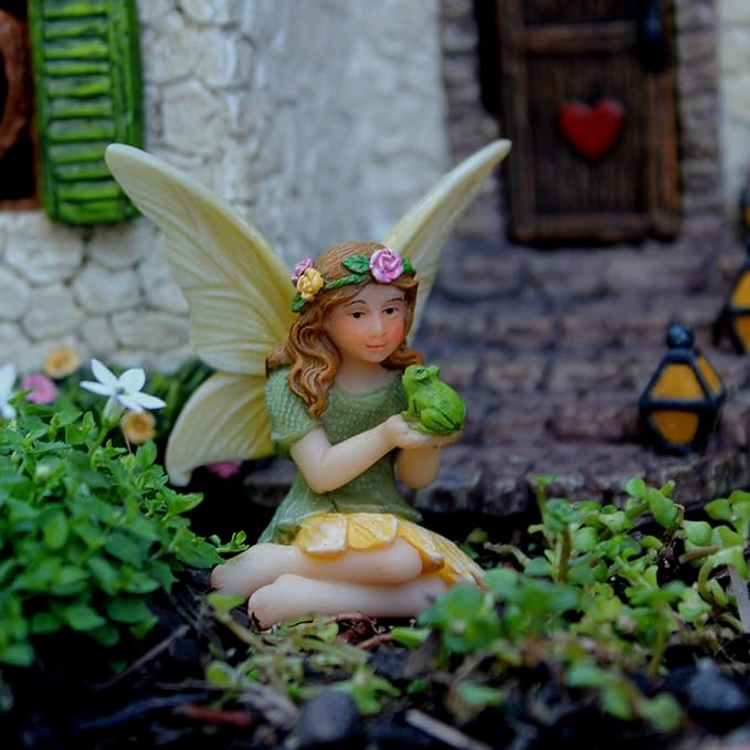 PRETMANNS Fairies for Fairy Garden – Cute Accessories for an Outdoor Miniature Garden with Figurines and a Sign- Colorful Supplies – 3 Piece Set