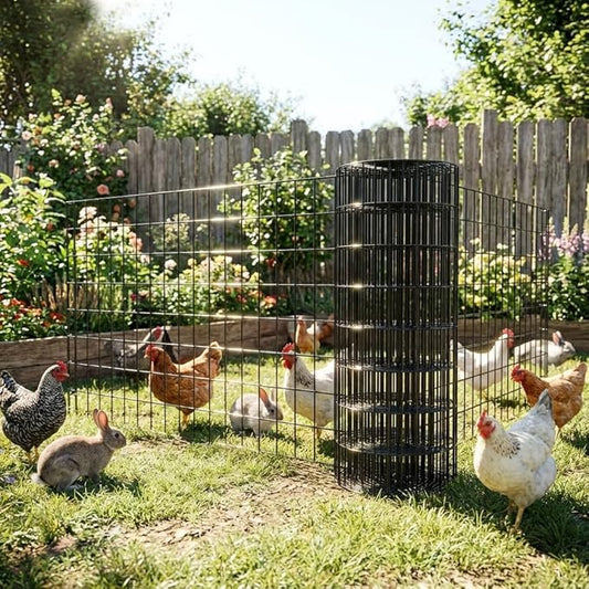 PVC Coated Welded Wire Mesh Fence Roll - 2x3 Inch Mesh, 16 Gauge, Black - for Garden Fence, Pet Cage, Animal Barrier, Farm and Poultry Enclosure (48''×50‘)