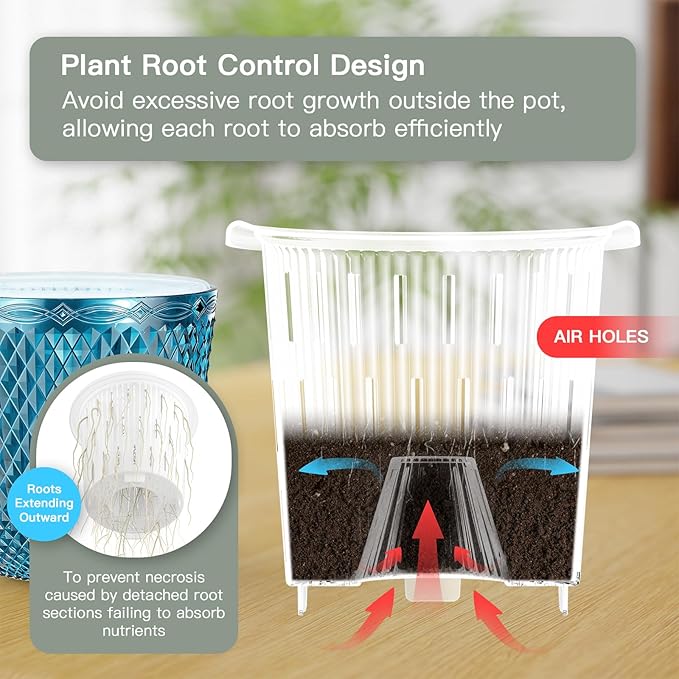 QCQHDU Self Watering Hanging Pots, 2 Pack 7.2 Inch Hanging Planters for Plants Indoor, Outdoor Flower Pots with Drainage Holes and 3 Hooks Chains for Garden Home (Klein Blue)
