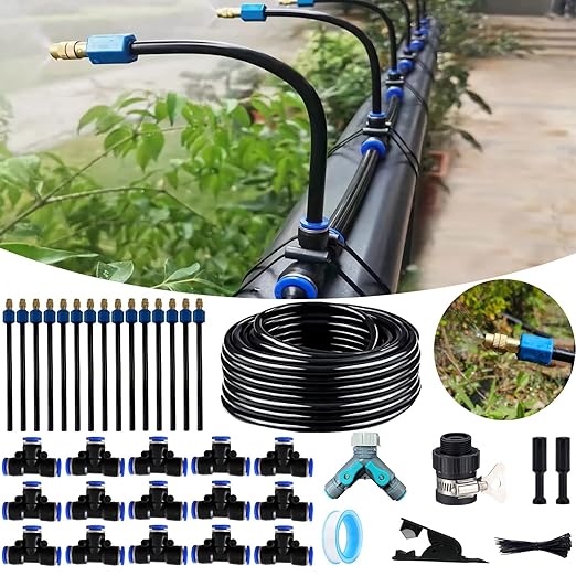 Atomizing kit,360 Degree Adjustable Copper Sprayer atomizing System,8/11mm(ID/OD) trubing Watering Plant Devices Nozzle Emitters Sprinkler Pneumatic Fittings Connection. (15)