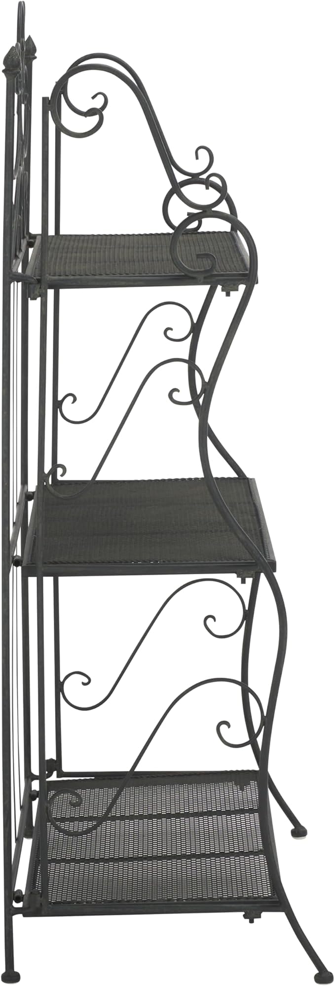 SAFAVIEH Outdoor Collection Torus Victorian Scroll Antique Black 3-Tier Shelf (Fully Assembled)