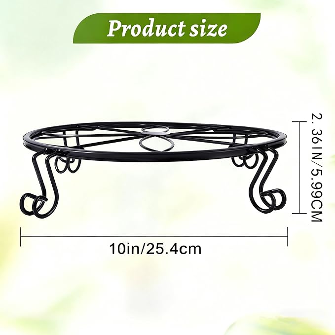 1/2/4 Pack 10/12 Inch Heavy Duty Iron Plant Stands - Rustproof Metal Flower Pot Holder for Indoor Outdoor Use, Round Wrought Iron Planter Stand for Corner Gardening, Patio, Balcony Decor- Black (10IN4PCS)