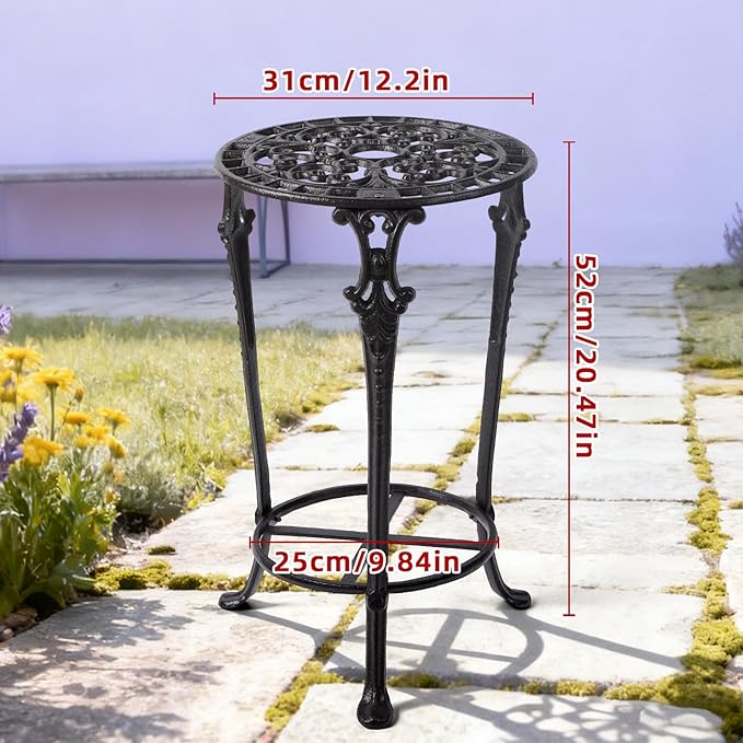 Notakia Large Plant Stand Indoor Outdoor Clearance Heavy Duty Cast Iron Plant Table for Patio & Garden, Tall Vintage Decorative Metal Plant Rack, Wrought Iron Flower Pot Holder for Home Garden Porch Yard