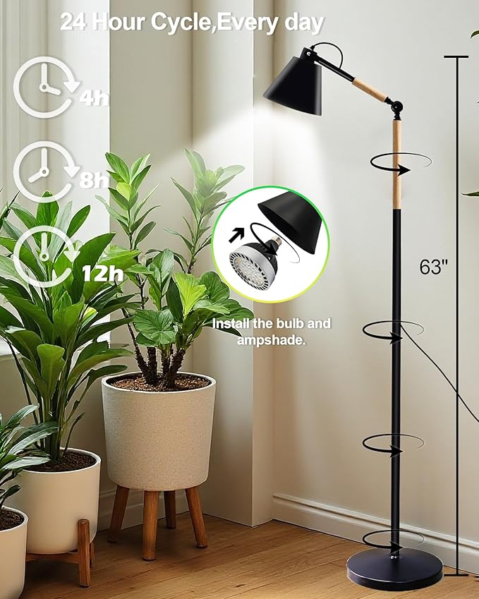 Standing Plant Grow Light, LED Growing Light Full Spectrum for Indoor Plants，4/8/12H Timer, Flow Grow Light for Tall Large Indoor Plants