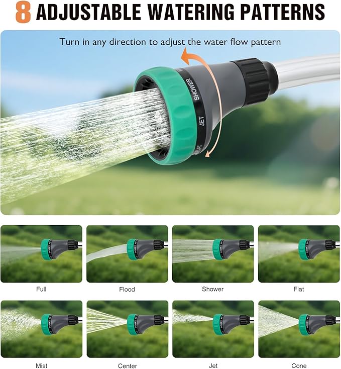 Yesker Watering Wand for Garden Hose, 19 Inch, 8 Spray Patterns, Garden Hose Nozzle with Thumb Flow Control, Ideal for Water Plant, Shrubs and Yard