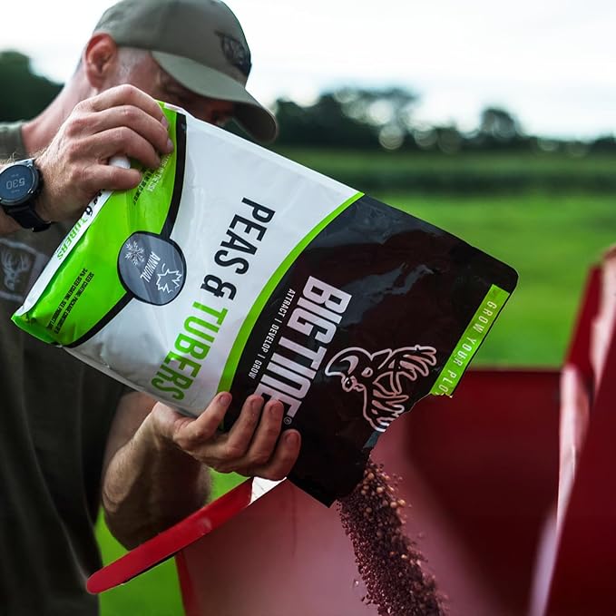 Big Tine Food Plot Mix, Deer Attractant, Peas and Tubers, 8 lbs Bag, Fall/Winter Annual, Contains Early Season Forage and Winter Peas