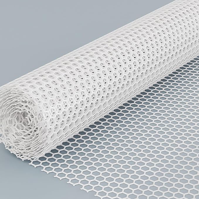 XIFENG Plastic Wire Mesh Fence Roll for Poultry Dogs Rabbit Snake Barrier, Plastic Chicken Fence Wire Fencing Mesh Poultry Netting for Garden Farm(Size:0.7in mesh-33ft L x 3.3ft W Roll,Color:White)