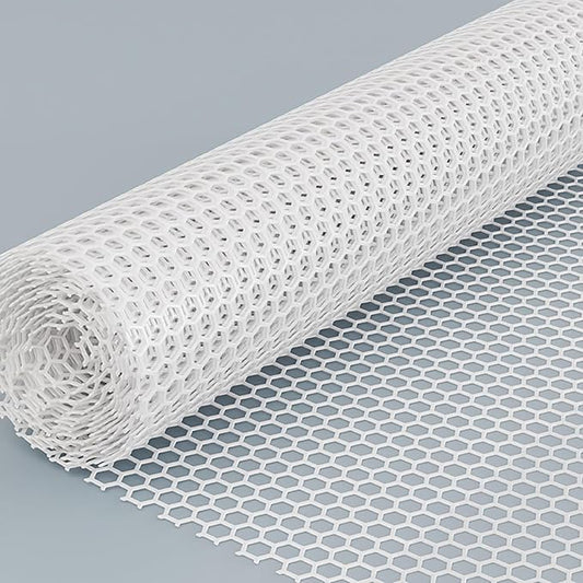 XIFENG Plastic Wire Mesh Fence Roll for Poultry Dogs Rabbit Snake Barrier, Plastic Chicken Fence Wire Fencing Mesh Poultry Netting for Garden Farm(Size:0.7in mesh-33ft L x 3.3ft W Roll,Color:White)
