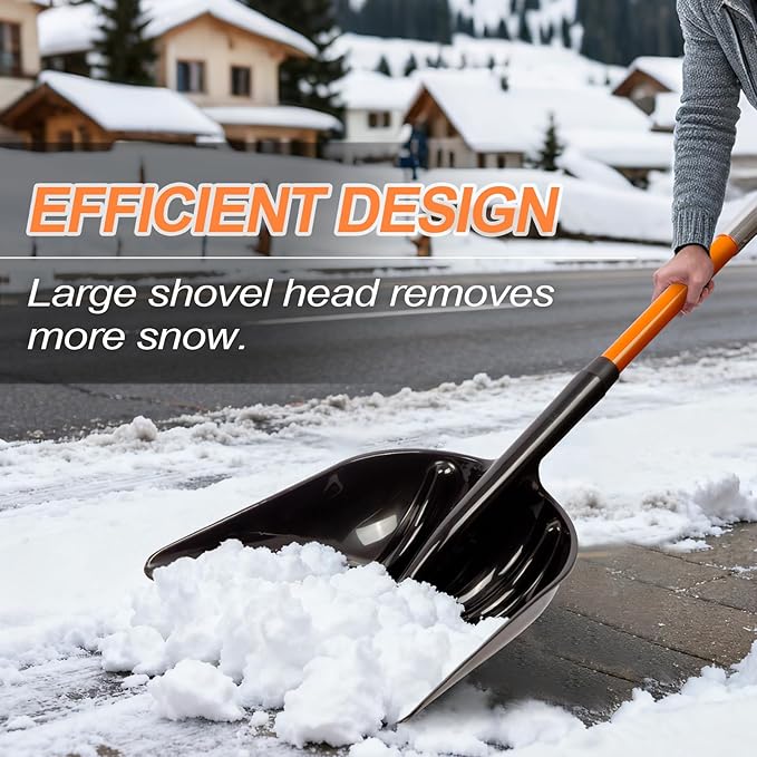 VNIMTI Snow Shovel for Snow Removal, Heavy Duty Snow Shovel for Driveway with Long Fiberglass Handle, 56 Inches