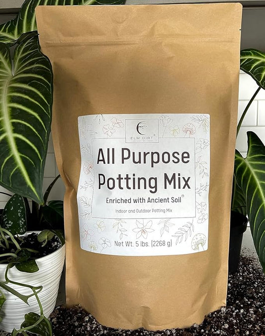 Elm Dirt Potting Soil Indoor & Outdoor Plants - All Purpose Potting Mix Ancient Soil for House Plants | Premium Nutrition for Garden Soil - All Purpose Formula for Vegetables, Flowers and Herbs(5 lbs)