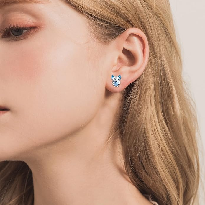 JUSTKIDSTOY Hypoallergenic Earrings Sterling Silver Crystal Cute Animal Studs Earrings for Sensitive Ears Birthday Gifts for Women Girls