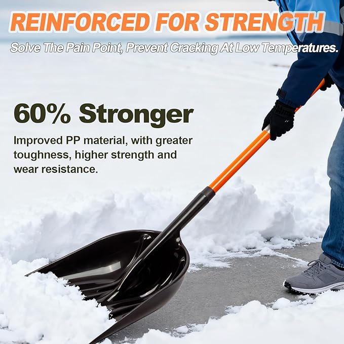 VNIMTI Snow Shovel for Snow Removal, Heavy Duty Snow Shovel for Driveway with Long Fiberglass Handle, 56 Inches