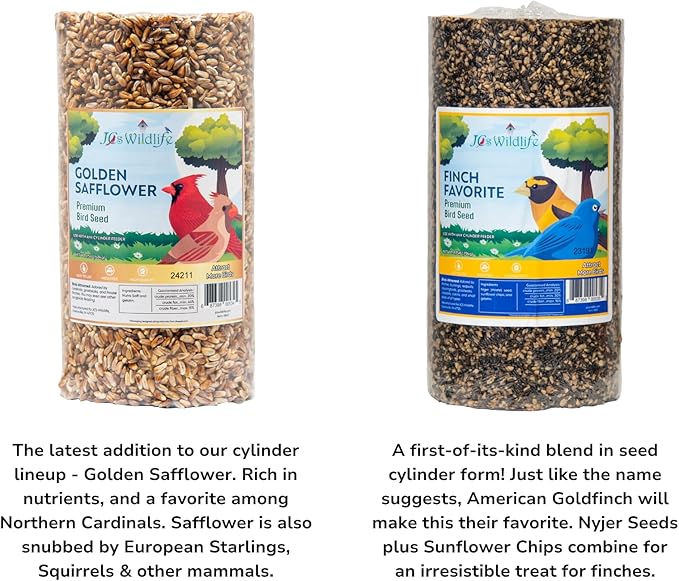 JCs Wildlife 6 Pack Premium Bird Seed Blend Small Cylinder with Hole Variety Pack