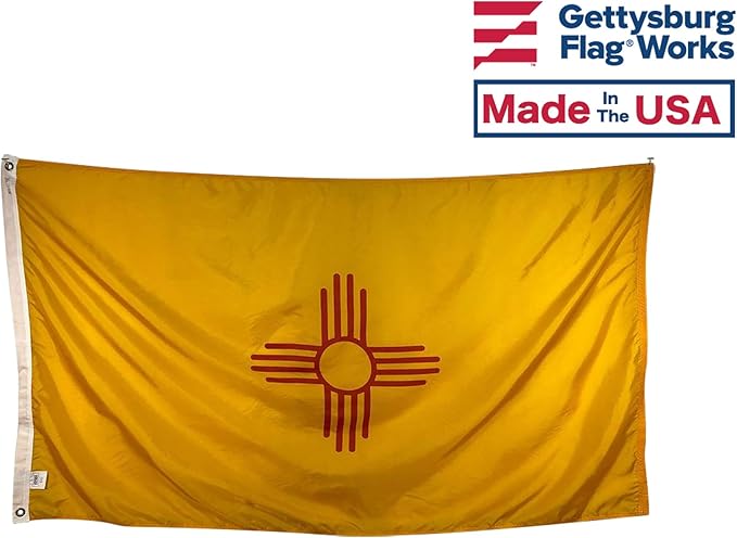 4x6' New Mexico Flag & 4x6' United States Flag Bundle - Durable All Weather Nylon & Reinforced Fly End Stitching - Made in The USA