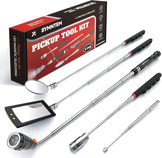 Gifts for Dad, Telescoping Magnetic Pick Up Tool Set, Stocking Stuffers for Men, Extendable Magnet Flashlight with Inspection Mirror, Flexible LED Flashlight,Christmas Gifts for Men, Women