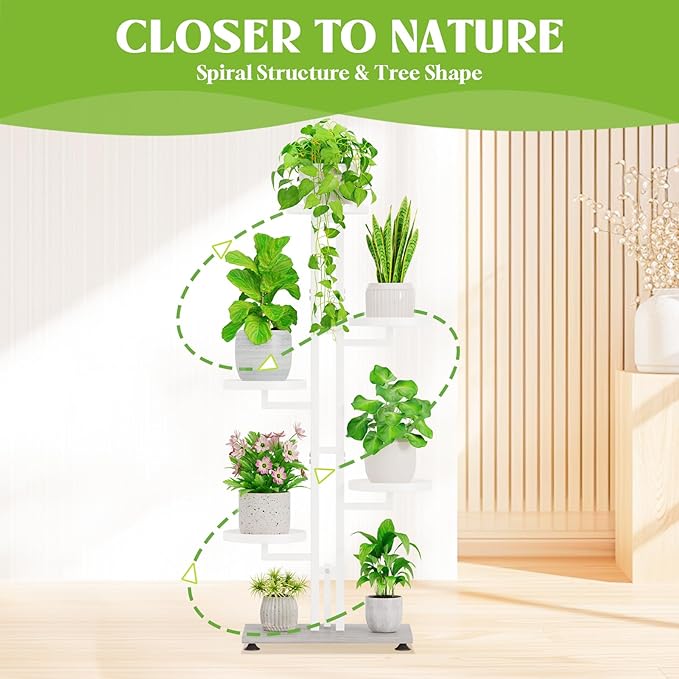 iDavosic.ly 5 Tier Plant Stand Indoor Outdoor, Tiered Corner Multiple Flower Pot Holder Shelf, Metal 40 Inch Tall Display Rack for Patio Porch Living Room Garden Balcony Bedroom, White