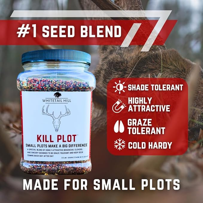 Kill Plot Food Seed Mix for Deer, 1/3 Acres or 3 Acres, Highly Attractive Mix of Brassicas, Clovers, and Chicory, Made for Small Plots