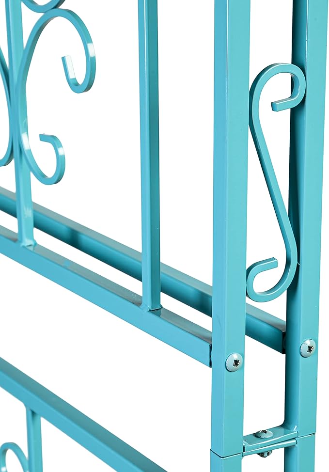Plow & Hearth Arch Metal Outdoor Garden Arbor, 84 inches Tall, Iron Trellis Lattice for Climbing Plants, Wedding Arch, Outdoor Patio Décor (Blue)
