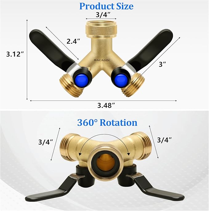 BACASIN 2 Pack Hose Splitter 2 Way Heavy Duty