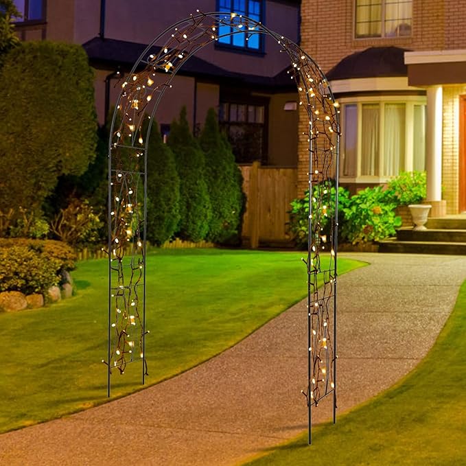 JSUN7 Outdoor Garden Arbor - Decoration Steel Arch Trellis for Climbing Vines and Plants Metal Garden Arbor Garden Trellis for Patio, Lawn, Garden