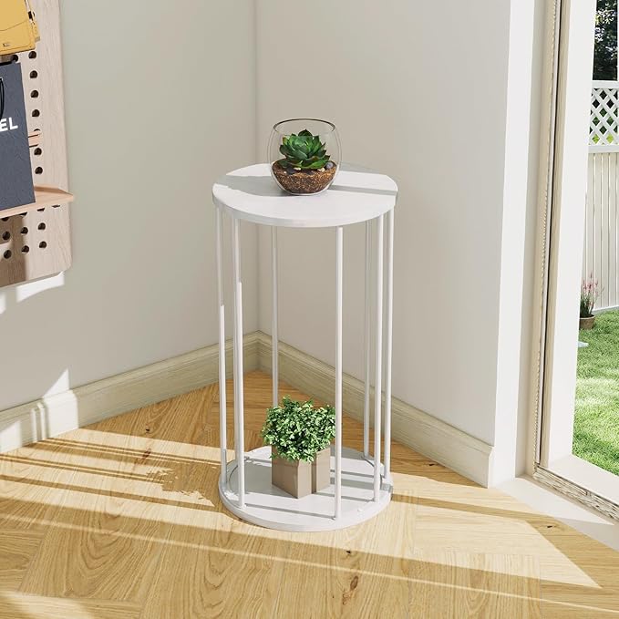 Plant Stand Indoor,small plant stool,Flower Pot Corner stand holder,Mid Century Heavy Duty Metal Tall Home Decor,Modern Round End Table,Small Rustic Display Stand for Living Room,Bedroom (White,3 Packs)