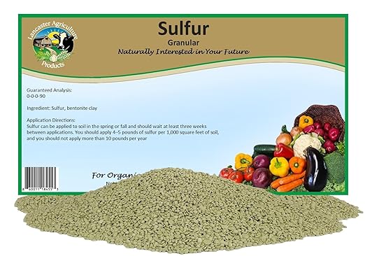 Organic Elemental Sulfur Fertilizer 90% 20 Pounds Acidic Soil Amendment, Hydrangea & Blueberry Fertilizer, Ideal for Garden Soil & Lawn Care - Lancaster Agricultural Products.