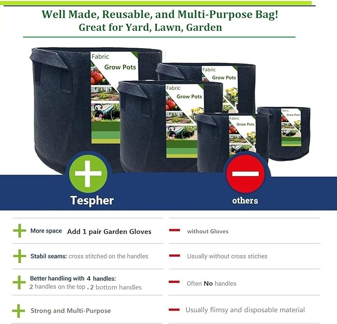 300 Gallon Large Raised Garden Bed Bag (60x24 inch) Big Garden Bag Sturdy Plant Grow Bag for Potato,Tomato Planter,Herb Veggies Planter Bag,Flower Bed,Yard Waste Bag,Lawn Debris Bag,Leaf Bag W/ Gloves