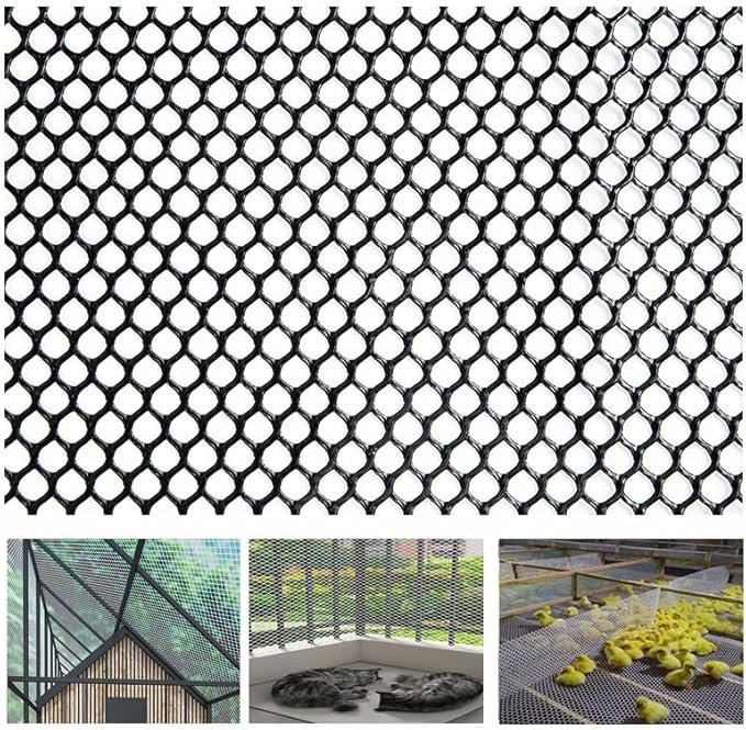 XIFENG Plastic Wire Mesh Fence Roll for Poultry Dogs Rabbit Snake Barrier, Plastic Chicken Fence Wire Fencing Mesh Poultry Netting for Garden Farm(Size:0.7in mesh-33ft L x 3.3ft W Roll,Color:White)