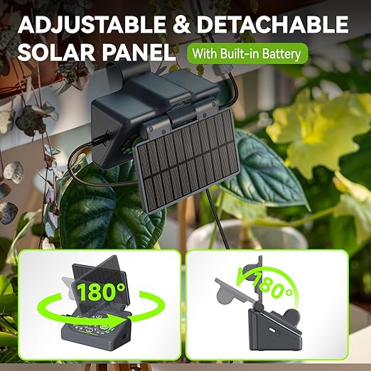 RAINPOINT Smart Automatic Watering System Pot Plants,Dual Powered,Local Control & Remote WiFi/App Control, Solar Drip Irrigation for Indoor Balcony Grow Tent Low Water Auto Shut-Off Water 10-15 Plants
