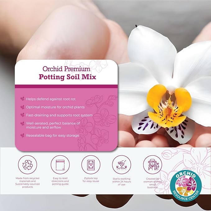 100% Organic Orchid Potting Soil – Nutrient-Rich, Well-Draining Blend for Stronger Roots & Vibrant Growth | Hand-Blended & Eco-Friendly | Made in USA | 2.3L Bag