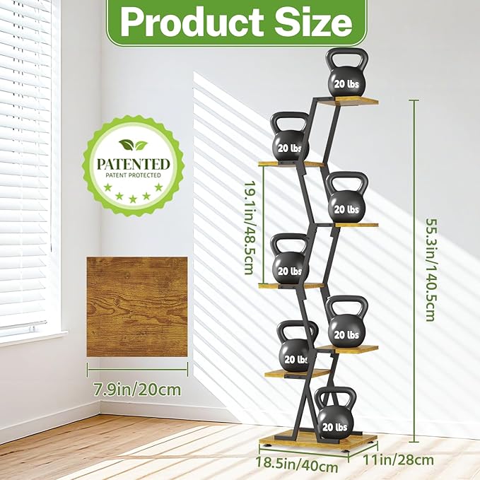 iDavosic.ly 6 Tier Indoor Plant Stand, Corner Tall Metal & Wood Flower Shelf, Orchid Display Rack for Living Room Balcony Patio Porch, Space Saving & Multifunctional Display, Black & Brown