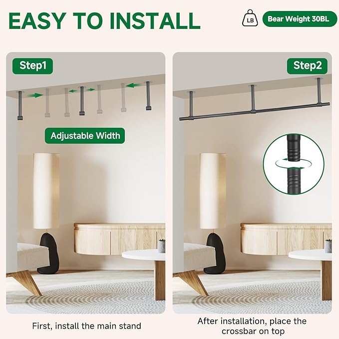 Hanging Planters Rod – Plant Hanger Indoor for Window Ceiling, Hanging Plant Shelf for Wall Planter House Plants, Plant Shelves Metal Holder Bar 63In (Pots, plants, chains not included)