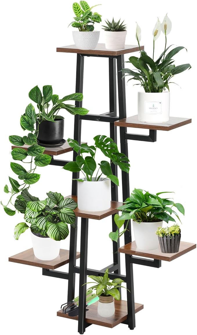 Plant Stand with Grow Light, Plant Shelf with Grow Light, 8-Tiered Metal Plsnt Shelf with Full-Spectrum Grow Lights and 4 Wheels for Multiple Indoor Plants (47.5 Inch High)