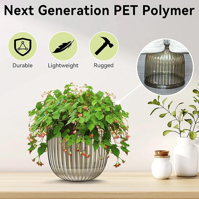ZeeDix 3 Pack Self Watering Hanging Planters, 6.5 Inch Indoor Plant Pots with 3 Hooks Visible Water Level and Drainage for Home, Wall, Window Decor Outdoor Use(Starry Gray)