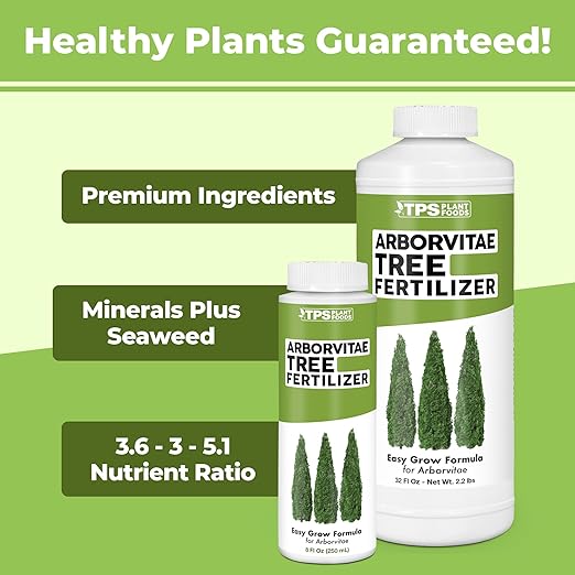 TPS NUTRIENTS Arborvitae Tree Fertilizer for All Arborvitaes, Evergreen Shrubs and Thuja Trees, Liquid Plant Food 8 oz (250mL)