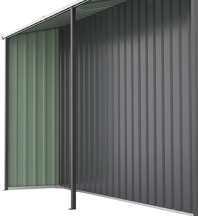 10x12 FT Outdoor Storage Shed,Extra Large Metal Garden Tool Shed with Lockable Doors,Windows & Air Vents,Dual-Zone Design Outside Steel Tiny House for Backyard, Patio Lawn,Dark Gray