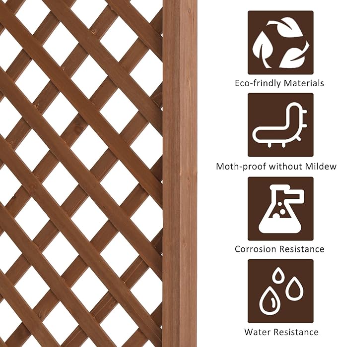 Outvita 7 Ft Wooden Garden Arbor Arch, Fir Wood Arbour Archway, Decorative Stand Trellis for Wedding Ceremony Decoration Plant Climbing Rose Vines Lawn Courtyard Dark Brown