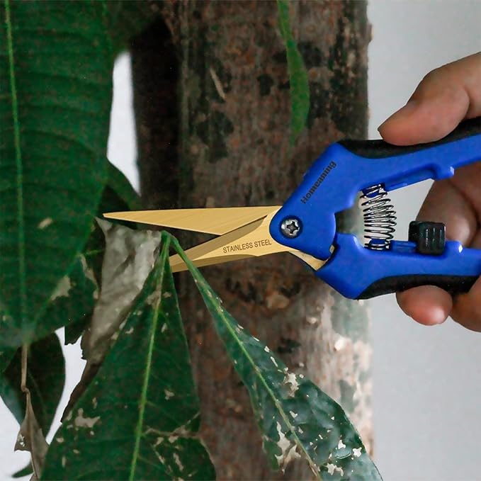 6 Packs Garden Pruning Shears with Curved Blades Trimming Scissors, Gardening Hand Pruning Snips Titanium Coated Precision Bonsai Pruning Shears, Convenient Flower Cutters(Blue)