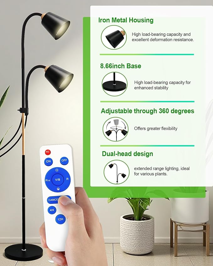 Standing Plant Grow Light, LED Growing Light Full Spectrum for Indoor Plants，4/8/12H Timer, 10-Level Brightness,Flow Grow Light for Tall Large Indoor Plants