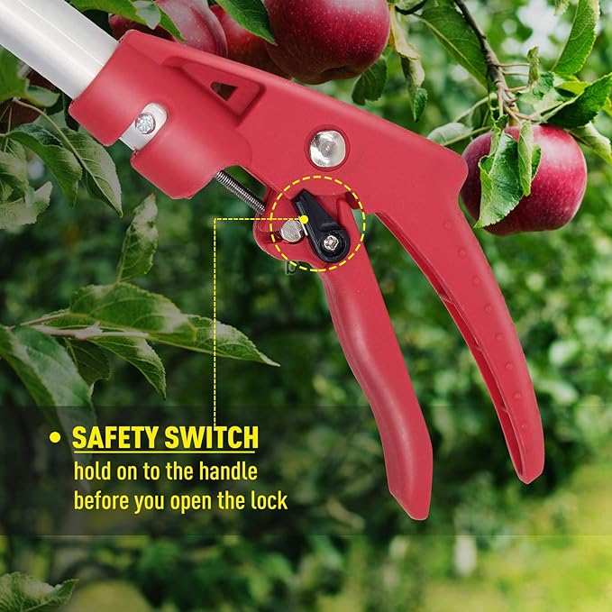 Cut and Hold Pruner Set, Lightweight 32-Inch Long Reach Pruner One-Handed Operation, Hold Long Reach Cut Rotating, 8.3" Hand Pruner for Branch Pruning, Fruit Picking, Prickly Plants & Roses
