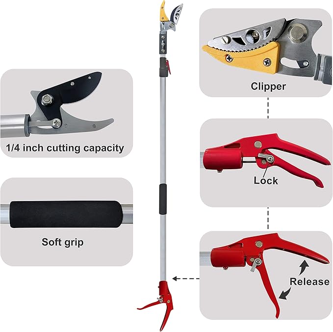 Tree Trimmer 4.5-7.3 FT Extendable, Pole Saw and Pruner