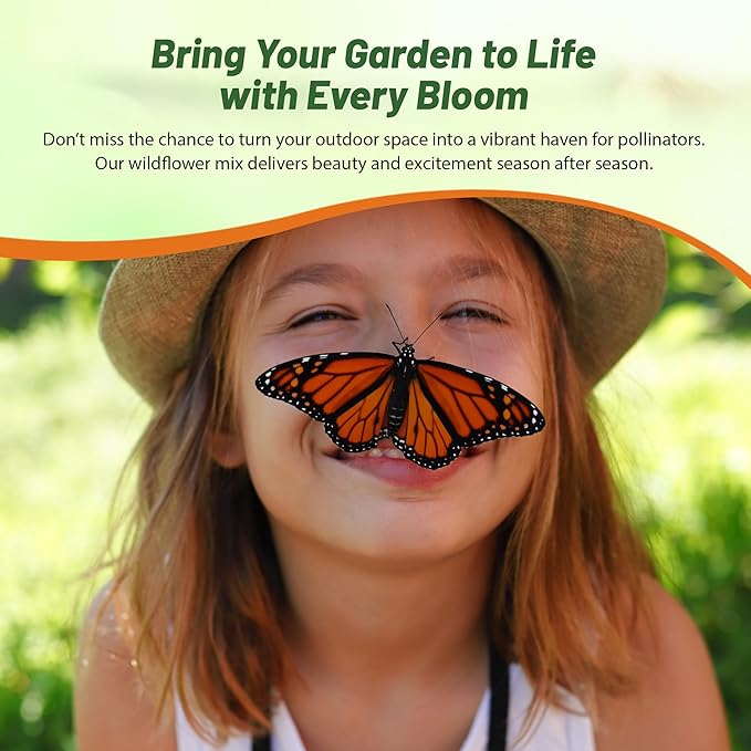 Outsidepride Birds & Butterfly Wild Flower Seed Mix - 1/4 Lb. Premium Blend of Annual & Perennial Wildflower Seeds for Attracting Songbirds, Hummingbirds, & Butterflies