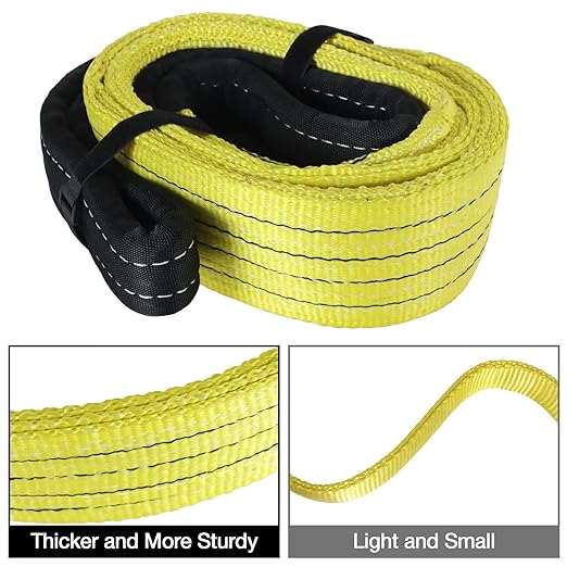 4" x12FT 2-Ply Heavy Duty Lifting Sling Straps 11200 lbs Vertical Lifting Straps with Flat Eyes, Recovery Tree Saver Strap for Winch, Truck, Towing, Hoisting - Off-Road Vehicles, Equipment