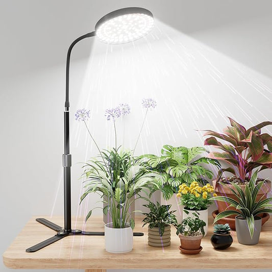 GooingTop Grow Light for Plants Indoor Growing,6000K Full Spectrum Plant Growing Lamp with White Red Blue LED for Pots Succulents Seed Starting,Height 10-32'' with Optional Dimming & Timer