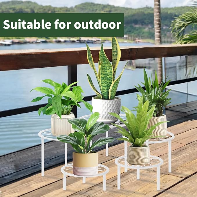 5-piece set of metal plant potted flower racks, heavy-duty flower pot plant racks of different sizes, iron flower racks, suitable for indoor and outdoor home decoration (Gold)