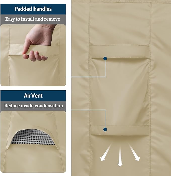 Easy-Going Rectangle Patio Furniture Cover Waterproof Outdoor Dining Table and Chair Cover Anti-UV Outside Sectional Sofa Set Covers (124"L x 71"W x 28"H, Camel)